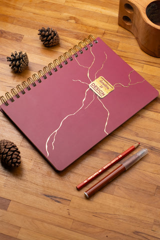 Denden Mermer Kırmızı  Spiralli Defter, 17x24 cm
