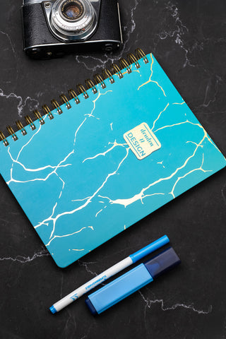 Denden Mermer Turkuaz  Spiralli Defter, 17x24 cm