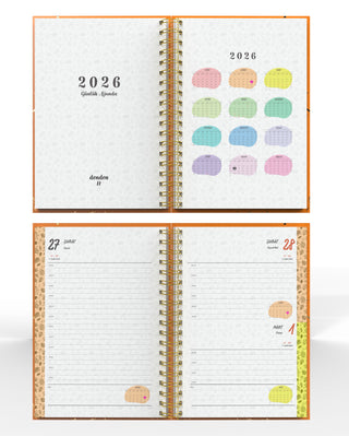 Denden Spiralli 2026 Ajanda Mermer Turuncu