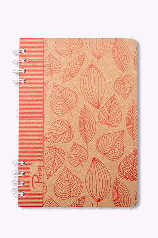 Prestij Red Leaves Kraft Çizgili Defter