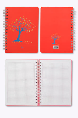 Prestij Tree Of Love Neon Turuncu Spiralli Kareli Defter