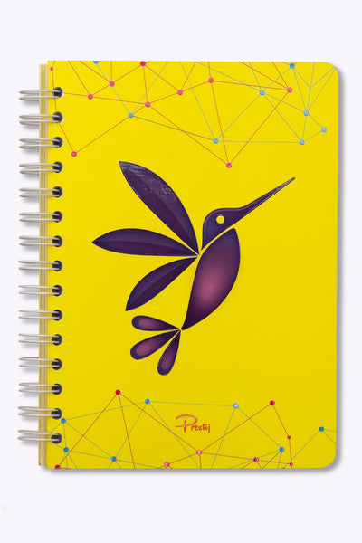 Prestij Hummingbird Neon Sarı Spiralli Kareli Defter