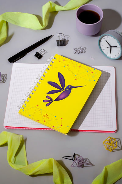 Prestij Hummingbird Neon Sarı Spiralli Kareli Defter