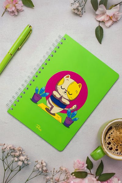 Prestij Meditation Cat Neon Yeşil Kareli Defter 17x24