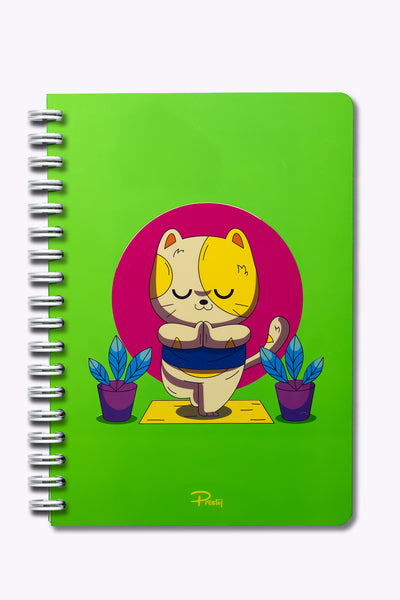Prestij Meditation Cat Neon Yeşil Kareli Defter 17x24
