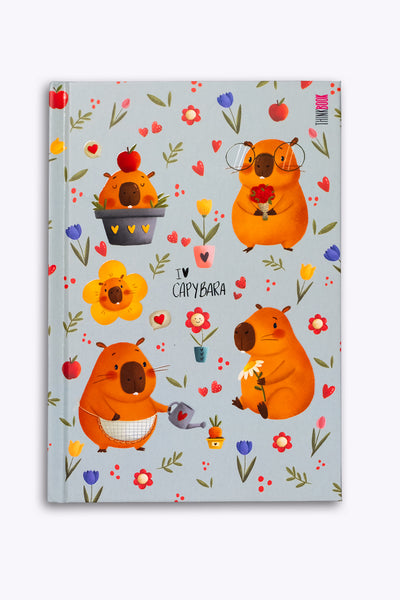 Thinkbook Capybara Çiçekler Sert Kapaklı Defter 14x20