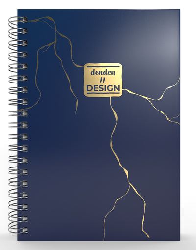 Denden Mermer Lacivert  Spiralli Defter, 17x24 cm