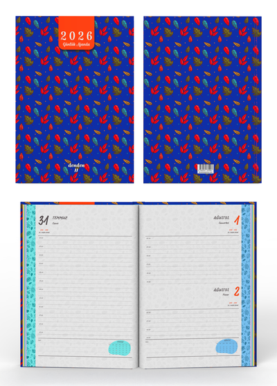 Denden 2026 Ajanda Yapraklar Mavi