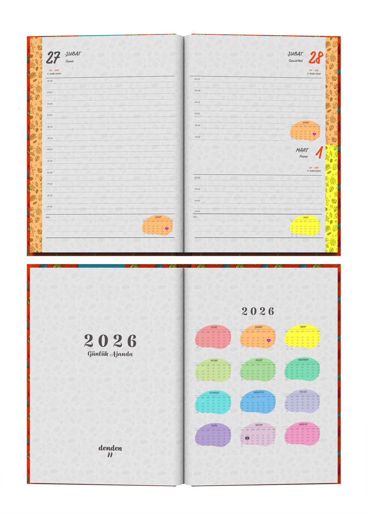 Denden 2026 Ajanda Yapraklar Turuncu - görünüm 3 / 6