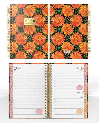 Denden Spiralli 2026 Ajanda Flowers 7