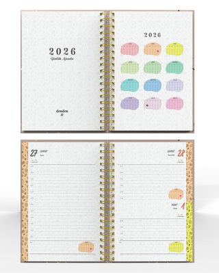 Denden Spiralli 2026 Ajanda Mermer Bej