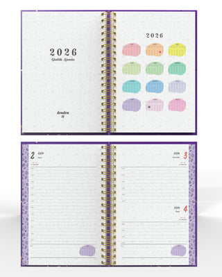 Denden Spiralli 2026 Ajanda Mermer Mor