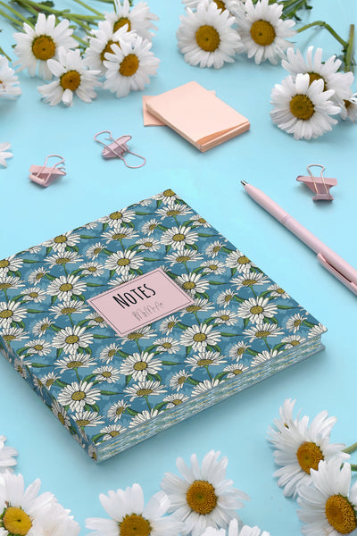 My Mia Art Beyaz Papatya  Kenar Baskılı Defter, 16x16 cm