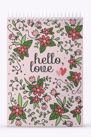 My Mia Art Hello Love  Sert Kapak Spiralli Bloknot, 12x17 cm