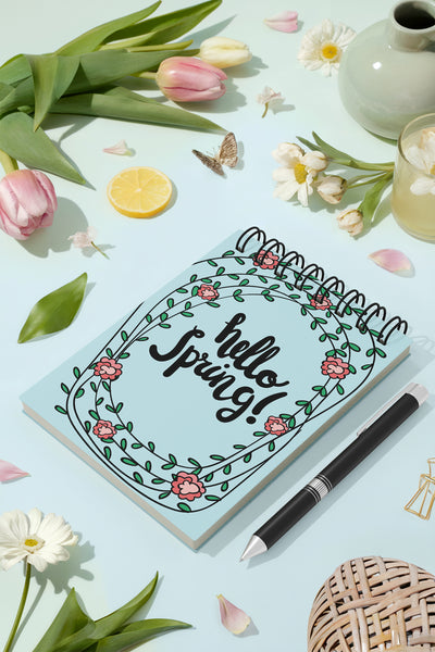 My Mia Art Hello Spring  Sert Kapak Spiralli Bloknot, 12x17 cm