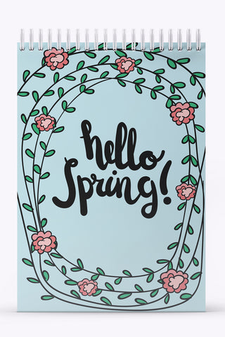 My Mia Art Hello Spring  Sert Kapak Spiralli Bloknot, 12x17 cm