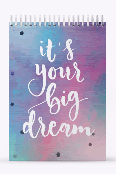 My Mia Art It's Your Big Dream  Sert Kapak Spiralli Bloknot, 12x17 cm
