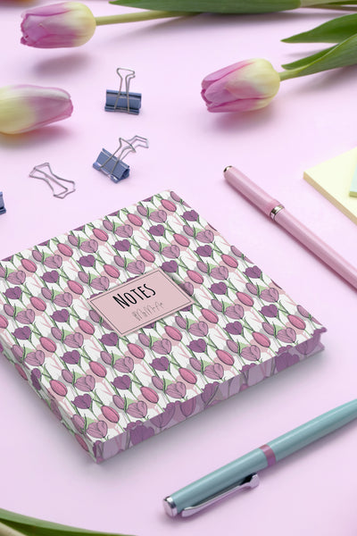 My Mia Art Pembe Lale  Kenar Baskılı Defter, 16x16 cm