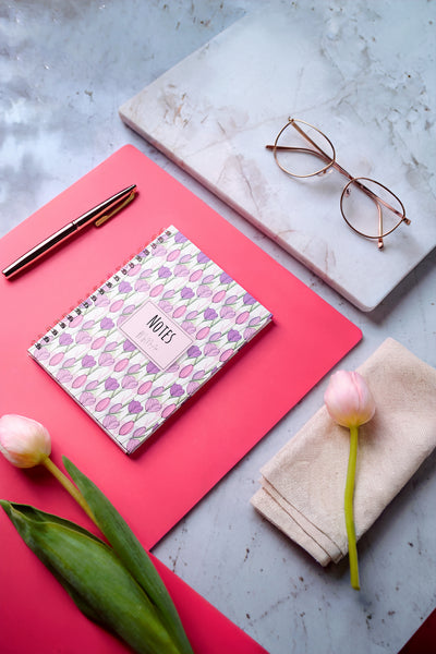 My Mia Art Tulip-Mini  Sert Kapak Spiralli Defter, 12x17 cm