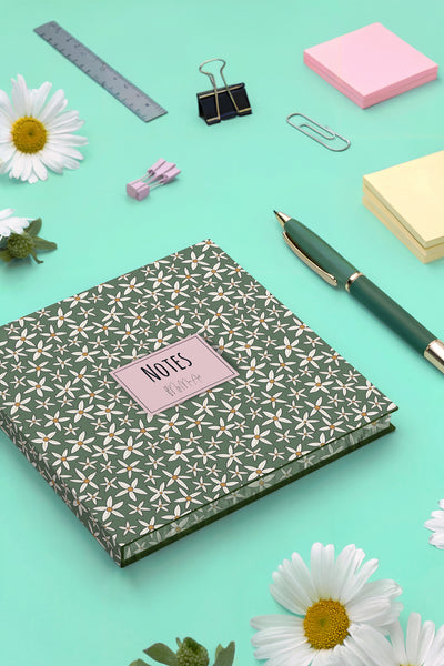 My Mia Art Yeşil Papatya  Kenar Baskılı Defter, 16x16 cm