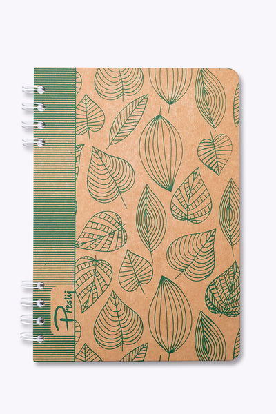 Prestij Green Leaves Kraft Çizgili Defter