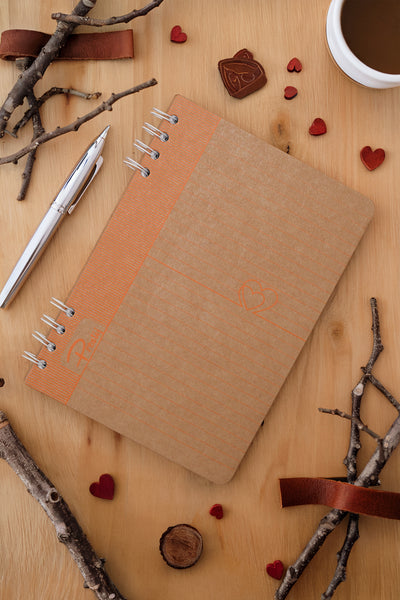Prestij Heart Kraft Çizgili Defter