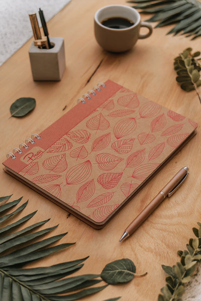 Prestij Red Leaves Kraft Çizgili Defter 17x24