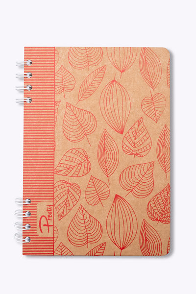Prestij Red Leaves Kraft Çizgili Defter