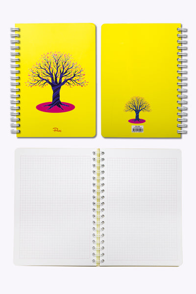 Prestij Tree Neon Sarı Kareli Defter 17x24