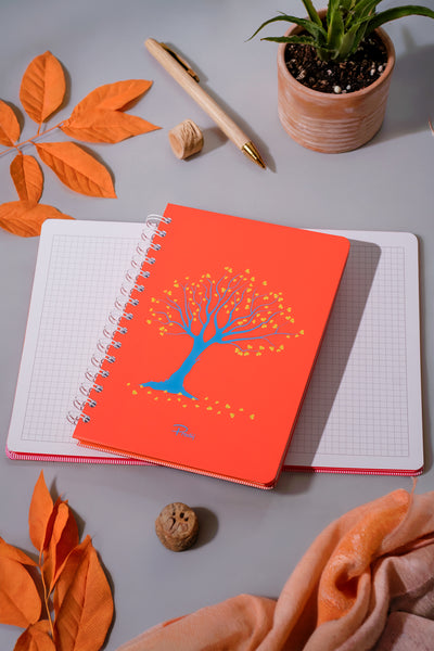 Prestij Tree Of Love Neon Turuncu Spiralli Kareli Defter