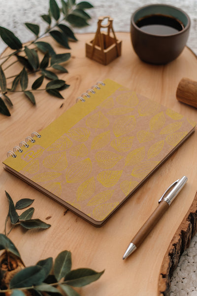Prestij Yellow Leaves Kraft Çizgili Defter 17x24